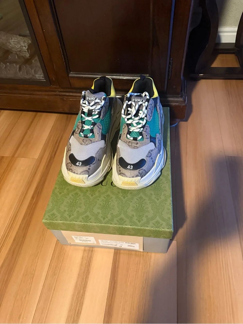 New In Original Box Balenciaga Gucci X Hacker Project Triple S Sneakers Size 43